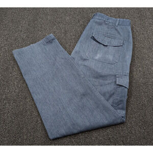 Habands Fit Forever Stretch Waist Denim Blue Polyester Cargo Pants Size 36L